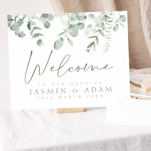 Boho Greenery Eucalyptus Wedding Welcome Sign Poster