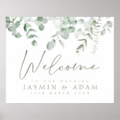 Boho Greenery Eucalyptus Wedding Welcome Sign Poster (Vorne)