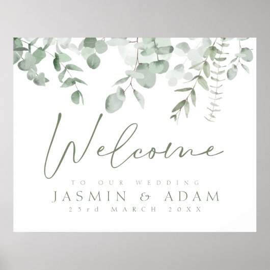 Boho Greenery Eucalyptus Wedding Welcome Sign Poster (Vorne)