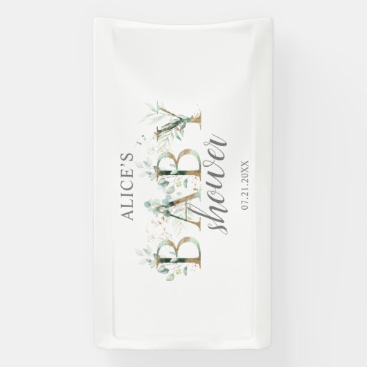 Boho Greenery Eucalyptus Welcome Baby Shower Banner (Vertikal)