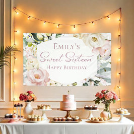 Boho Greenery Floral Frame 16 . Geburtstag Banner