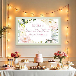 Boho Greenery Floral Frame 16 . Geburtstag Banner Poster