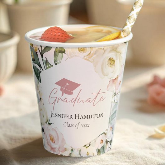 Boho Greenery Floral Frame Abschluss Pappbecher