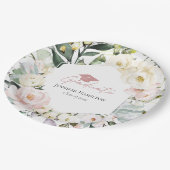 Boho Greenery Floral Frame Abschluss Pappteller (Schrägansicht)