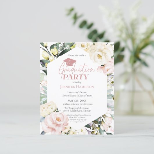 Boho Greenery Floral Frame Foto Graduation Party (Stehend Vorderseite)