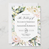 Boho Greenery Floral Frame Foto Wedding Einladung (Vorderseite)