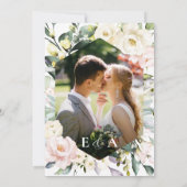 Boho Greenery Floral Frame Foto Wedding Einladung (Rückseite)