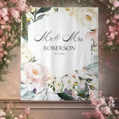 Boho Greenery Floral Frame Wedding Backdropps Wandteppich