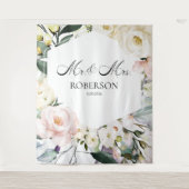 Boho Greenery Floral Frame Wedding Backdropps Wandteppich (Vorderseite)