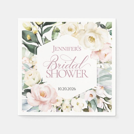 Boho Greenery Floral Frame Wedding Serviette (Vorderseite)