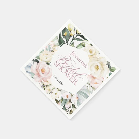 Boho Greenery Floral Frame Wedding Serviette (Ecke)