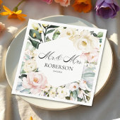 Boho Greenery Floral Frame Wedding Serviette