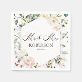 Boho Greenery Floral Frame Wedding Serviette (Vorderseite)