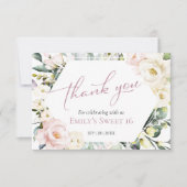 Boho Greenery Floral Sweet 16 Danke Karten (Vorderseite)