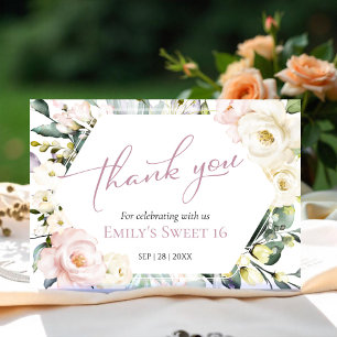 Boho Greenery Floral Sweet 16 Danke Karten