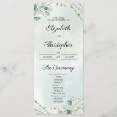 Boho Greenery Folaige Gold Frame Wedding Programm (Vorderseite)