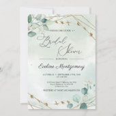 Boho Greenery Folaige Imitats Gold Geometric Brida Einladung (Vorderseite)