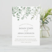 Boho Greenery Foliage Eucalyptus Wedding Einladung (Stehend Vorderseite)