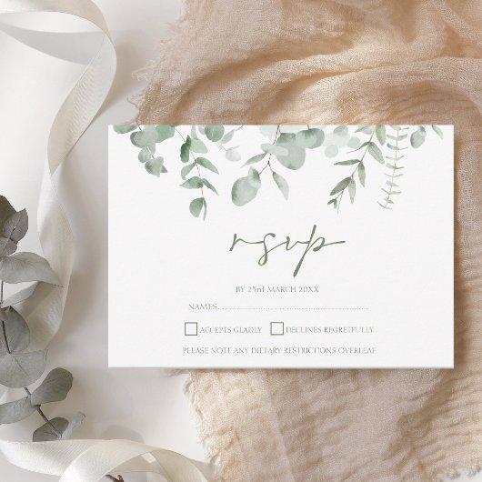 Boho Greenery Foliage Eucalyptus Wedding RSVP