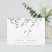 Boho Greenery Foliage Eucalyptus Wedding RSVP (Stehend Vorderseite)