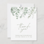 Boho Greenery Foliage Eucalyptus Wedding Vielen Da Dankeskarte (Vorderseite)