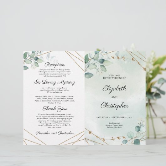 Boho Greenery Foliage und Gold Geometric geflochte (Stehend Vorderseite)