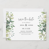 Boho Greenery Foto Save the Date (Rückseite)