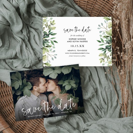 Boho Greenery Foto Save the Date