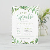 Boho Greenery Gender Neutral Baby Sprinkle Einladung (Stehend Vorderseite)