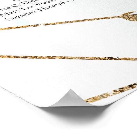 Boho Greenery Gold Geometric alphabetische Sitzplä Poster (Ecke)