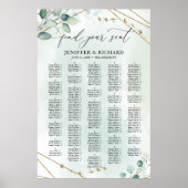 Boho Greenery Gold Geometric alphabetische Sitzplä Poster (Vorne)
