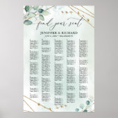 Boho Greenery Gold Geometric alphabetische Sitzplä Poster (Vorne)