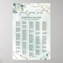 Boho Greenery Gold Geometric alphabetische Sitzplä
