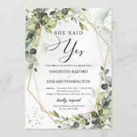 Boho Greenery Goldrahmen sie sagte ja Verlobung