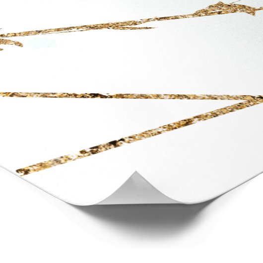 Boho Greenery Imitate Gold Frame Wedding Timeline Poster (Ecke)