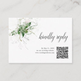 Boho Greenery Leaves Wedding Online RSVP Begleitkarte