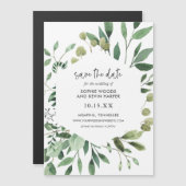 Boho Greenery Magnetic Save the Date Magnetkarte (Vorne/Hinten)