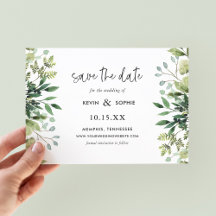 Boho Greenery Magnetic Save the Date