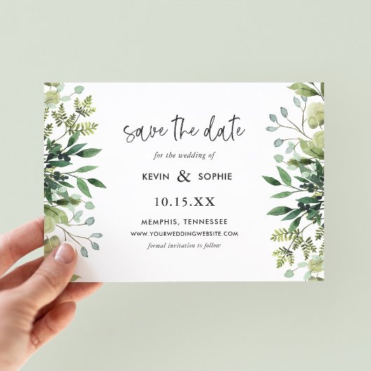 Boho Greenery Magnetic Save the Date Magnetkarte