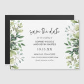 Boho Greenery Magnetic Save the Date Magnetkarte (Vorne/Hinten)