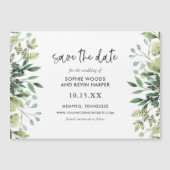 Boho Greenery Magnetic Save the Date Magnetkarte (Vorderseite)