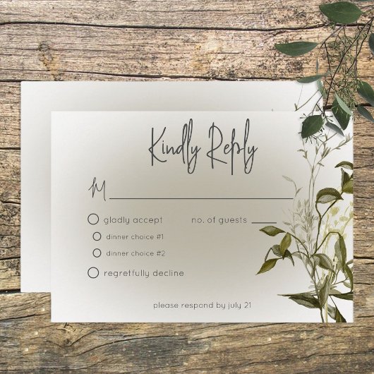 Boho Greenery Modern Response Card RSVP Karte