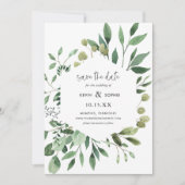 Boho Greenery Modern Save the Date Cards (Vorderseite)