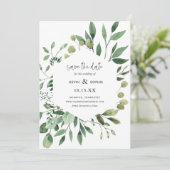 Boho Greenery Modern Save the Date Cards (Stehend Vorderseite)