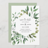 Boho Greenery Modern Save the Date Cards (Vorne/Hinten)