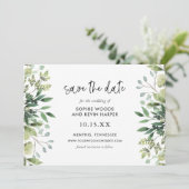 Boho Greenery Modern Save the Date Cards (Stehend Vorderseite)