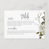 Boho Greenery Moderne Blumendetails Hochzeit Begleitkarte (Vorderseite)