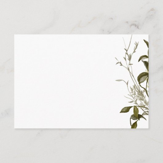 Boho Greenery Moderne Blumendetails Hochzeit Begleitkarte (Rückseite)