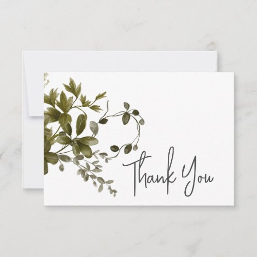 Boho Greenery Moderne Blumenhochzeit Dankeskarte (Vorderseite)
