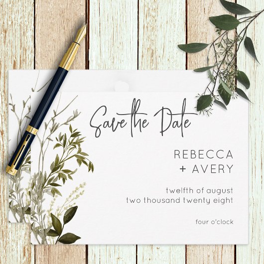 Boho Greenery Moderne Blumenhochzeit Save The Date